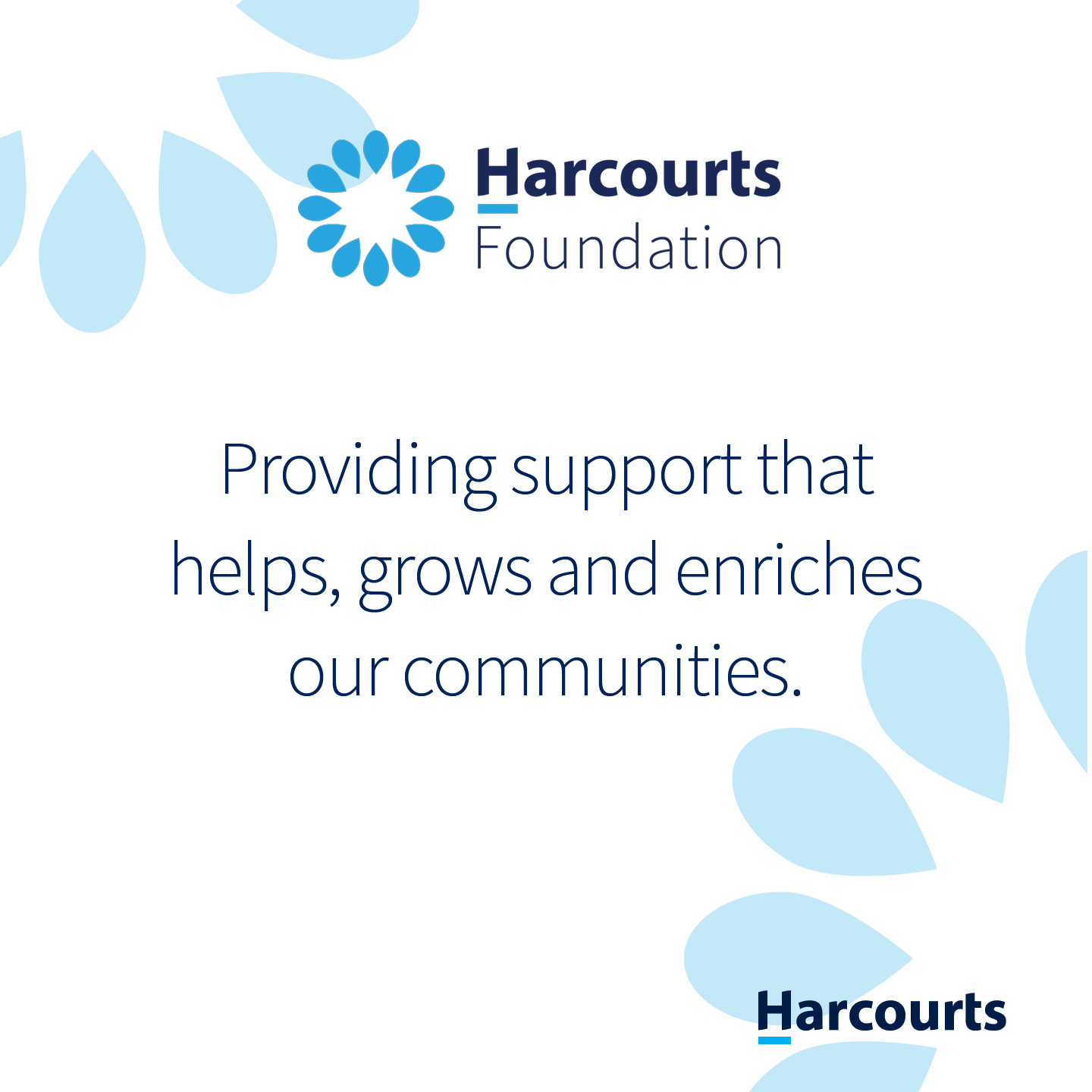 Fact: Harcourts Foudnation provides support that helps, grows, and enriches our communities.